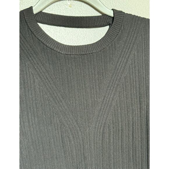 NWT‎ 7 For All Mankind Black Open Back Knit Top Size L 3/4 Sleeve Ribbed - Picture 5 of 6